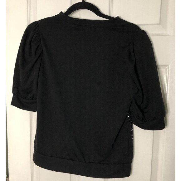 Madison 3/4  puffy sleeve studded sweatshirt style top size medium - Picture 10 of 12